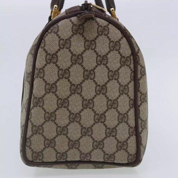 GUCCI GG Supreme Web Sherry Line Boston Bag PVC Beige Gold 40 20 007 Auth - Picture 10 of 16